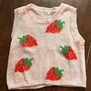 Strawberry Knit Sleeveless Sweater